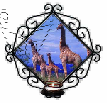 Giraffes Wrought Iron Wall Art Candle Holder