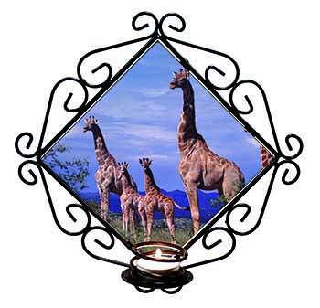 Giraffes Wrought Iron Wall Art Candle Holder