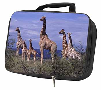 Giraffes Black Insulated School Lunch Box/Picnic Bag