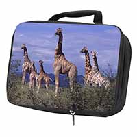 Giraffes Black Insulated School Lunch Box/Picnic Bag