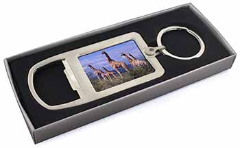 Giraffes Chrome Metal Bottle Opener Keyring in Box