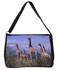 Giraffes Large Black Laptop Shoulder Bag School/College