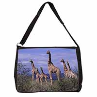 Giraffes Large Black Laptop Shoulder Bag School/College