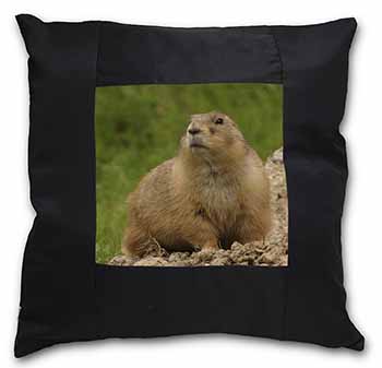 Groundhog-Prairie Dog Black Satin Feel Scatter Cushion