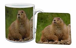 Groundhog-Prairie Dog Mug and Coaster Set