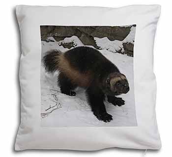 Wolferine in Snow Soft White Velvet Feel Scatter Cushion