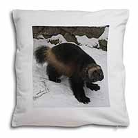 Wolferine in Snow Soft White Velvet Feel Scatter Cushion