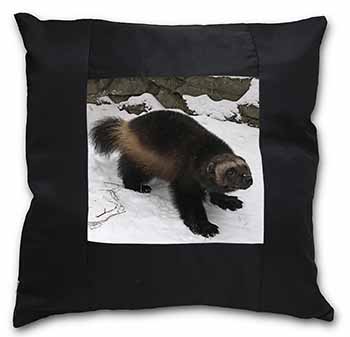 Wolferine in Snow Black Satin Feel Scatter Cushion