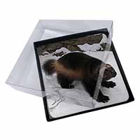 4x Wolferine in Snow Picture Table Coasters Set in Gift Box