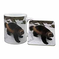 Wolferine in Snow Mug and Coaster Set