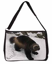 Wolferine in Snow Large Black Laptop Shoulder Bag School/College