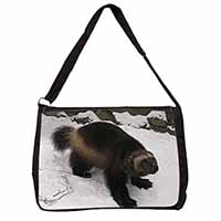 Wolferine in Snow Large Black Laptop Shoulder Bag School/College