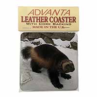 Wolferine in Snow Single Leather Photo Coaster