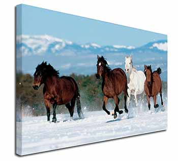 Running Horses in Snow Canvas X-Large 30"x20" Wall Art Print