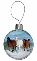 Running Horses in Snow Christmas Bauble