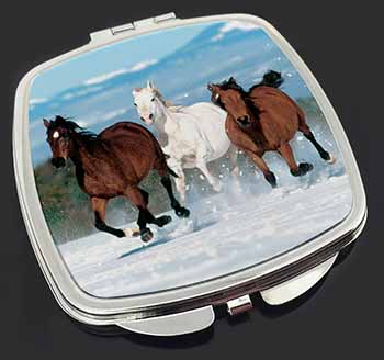Running Horses in Snow Make-Up Compact Mirror
