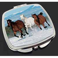 Running Horses in Snow Make-Up Compact Mirror