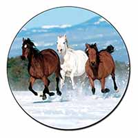 Running Horses in Snow Fridge Magnet Printed Full Colour