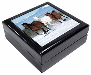 Running Horses in Snow Keepsake/Jewellery Box