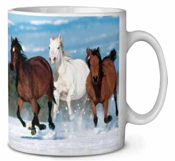 Running Horses in Snow Ceramic 10oz Coffee Mug/Tea Cup