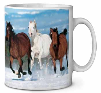 Running Horses in Snow Ceramic Coffee Mug/Tea Cup