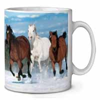 Running Horses in Snow Ceramic 10oz Coffee Mug/Tea Cup