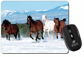 Running Horses in Snow Computer Mouse Mat
