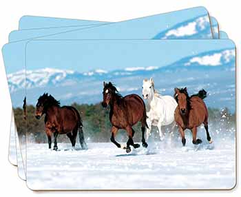 Running Horses in Snow Picture Placemats in Gift Box