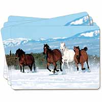 Running Horses in Snow Picture Placemats in Gift Box