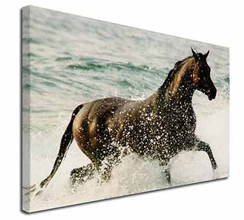 Black Horse in Sea Canvas X-Large 30"x20" Wall Art Print