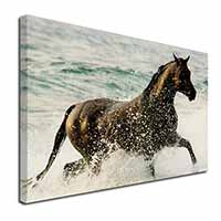 Black Horse in Sea Canvas X-Large 30"x20" Wall Art Print