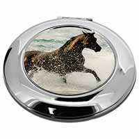 Black Horse in Sea Make-Up Round Compact Mirror