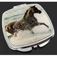 Black Horse in Sea Make-Up Compact Mirror