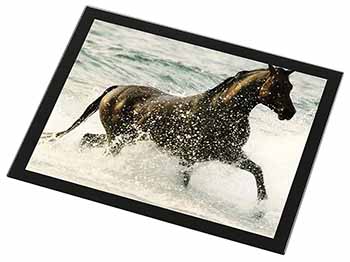 Black Horse in Sea Black Rim High Quality Glass Placemat
