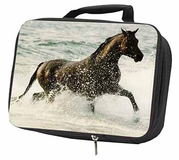 Black Horse in Sea Black Insulated School Lunch Box/Picnic Bag