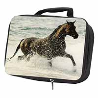 Black Horse in Sea Black Insulated School Lunch Box/Picnic Bag