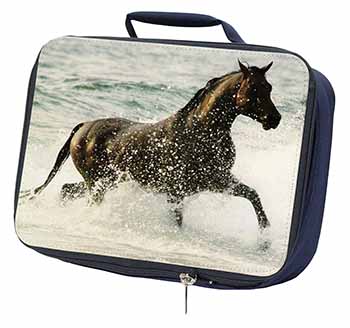 Black Horse in Sea Navy Insulated School Lunch Box/Picnic Bag