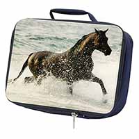 Black Horse in Sea Navy Insulated School Lunch Box/Picnic Bag