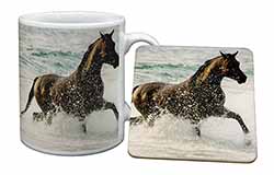 Black Horse in Sea Mug and Coaster Set