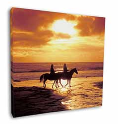 Sunset Horse Riding Square Canvas 12"x12" Wall Art Picture Print