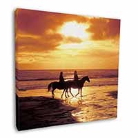 Sunset Horse Riding Square Canvas 12"x12" Wall Art Picture Print