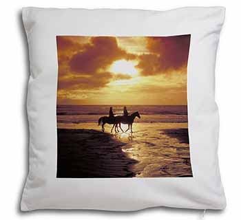 Sunset Horse Riding Soft White Velvet Feel Scatter Cushion