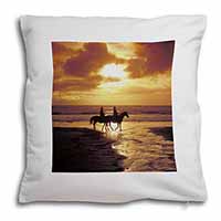 Sunset Horse Riding Soft White Velvet Feel Scatter Cushion