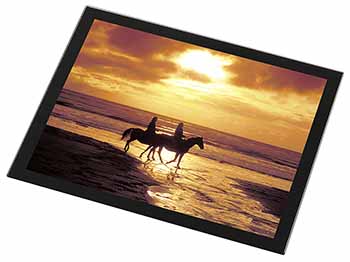 Sunset Horse Riding Black Rim High Quality Glass Placemat