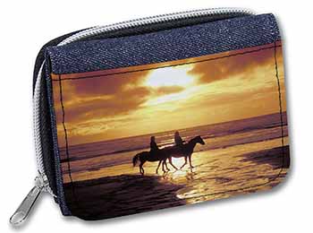 Sunset Horse Riding Unisex Denim Purse Wallet