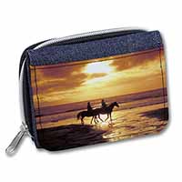Sunset Horse Riding Unisex Denim Purse Wallet