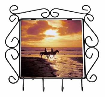 Sunset Horse Riding Wrought Iron Key Holder Hooks