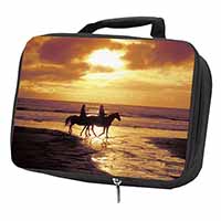 Sunset Horse Riding Black Insulated School Lunch Box/Picnic Bag