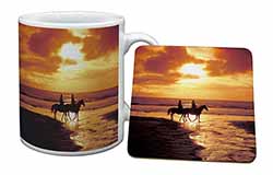 Sunset Horse Riding Mug and Coaster Set