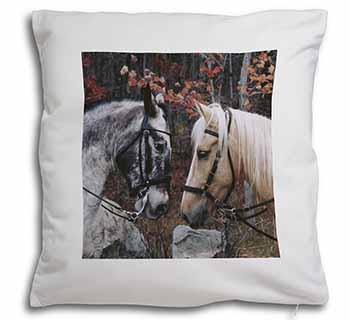 Horses in Love Animal Soft White Velvet Feel Scatter Cushion